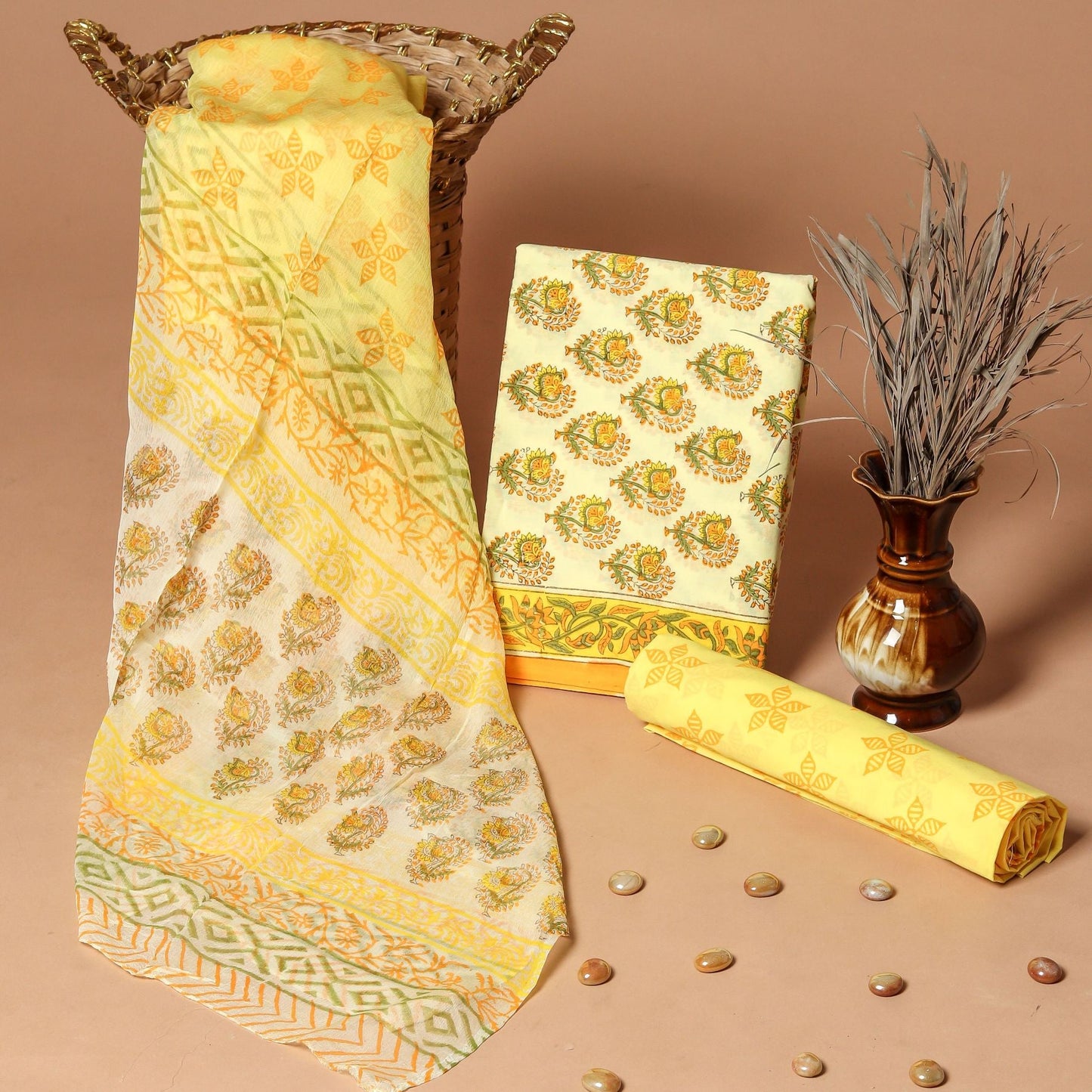 Cotton Suit with Chiffon Dupatta