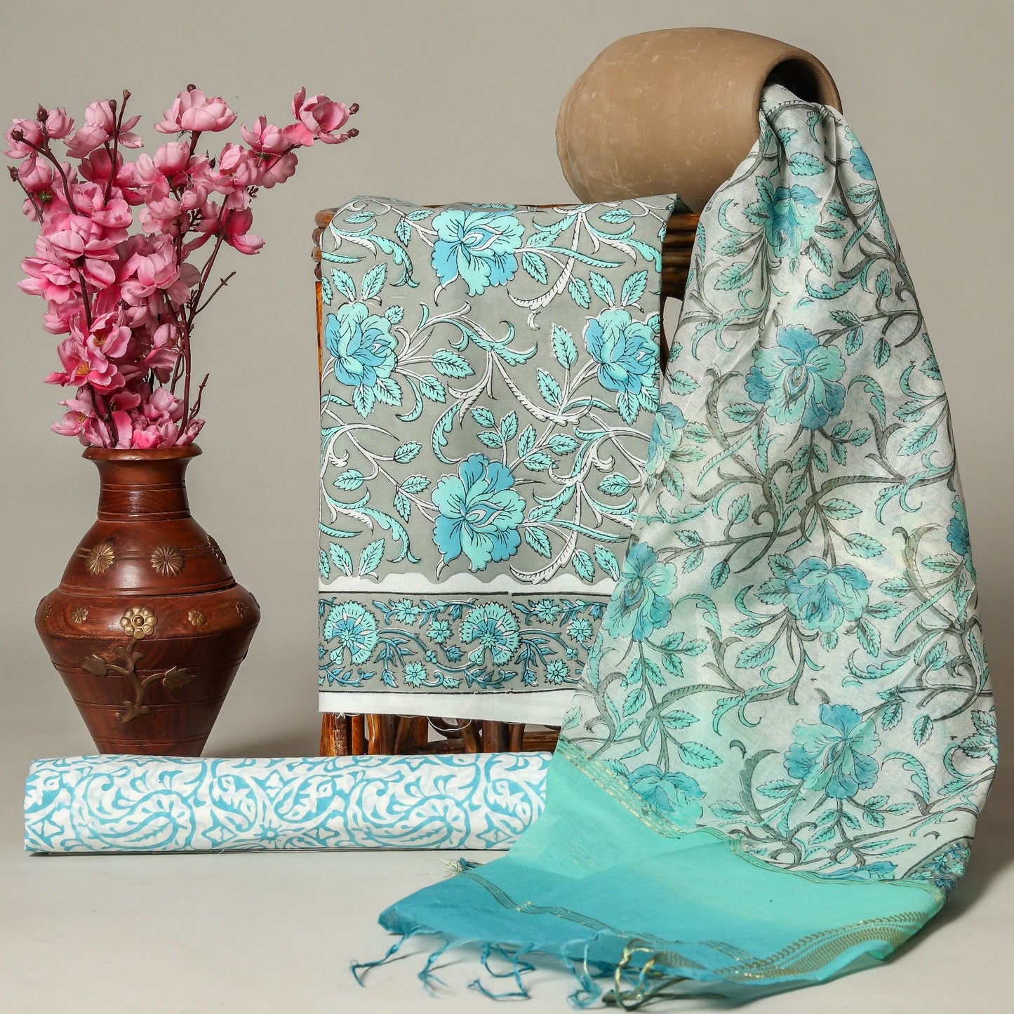 Cotton Suit with Chanderi Dupatta