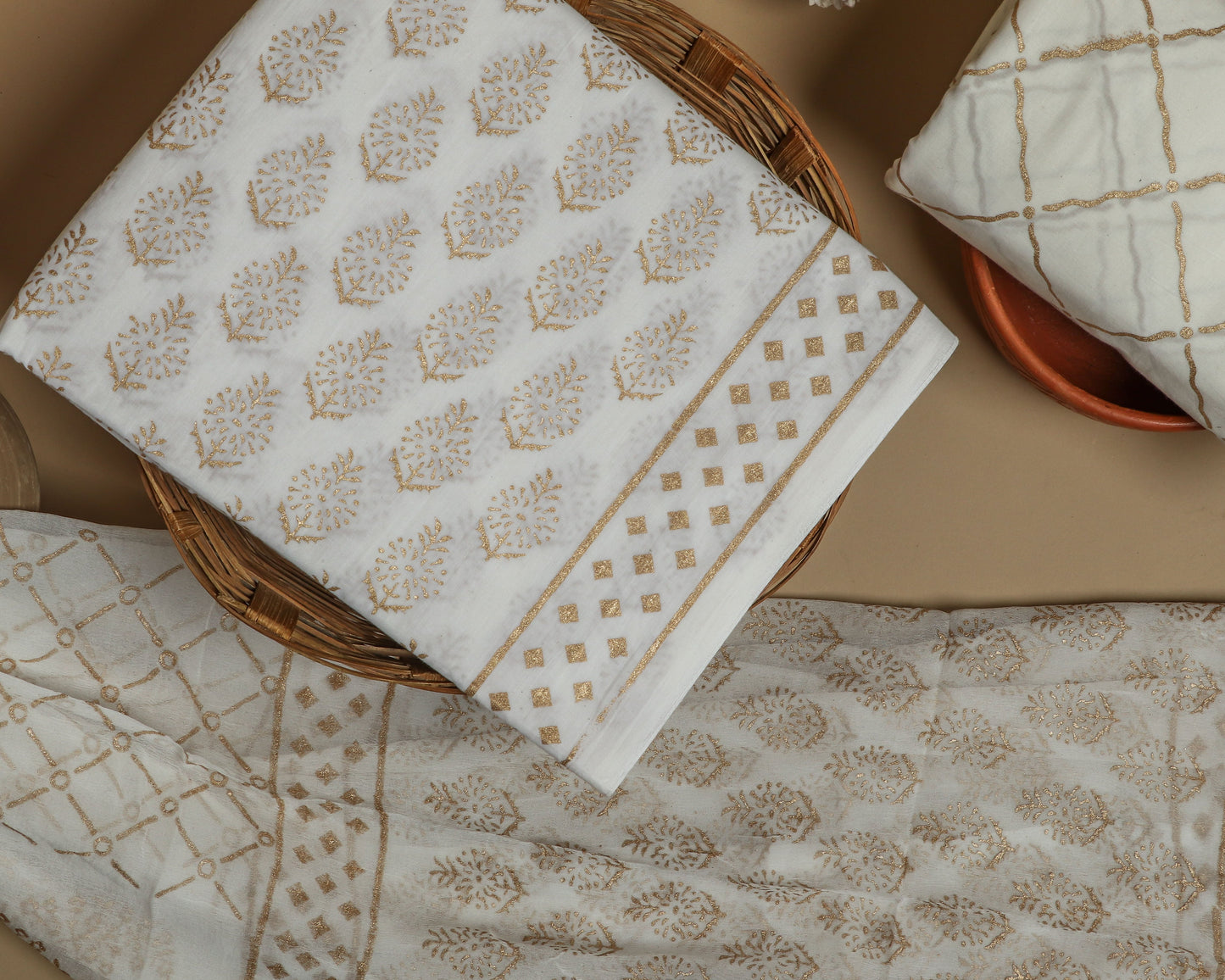 Cotton Suit with Chiffon Dupatta