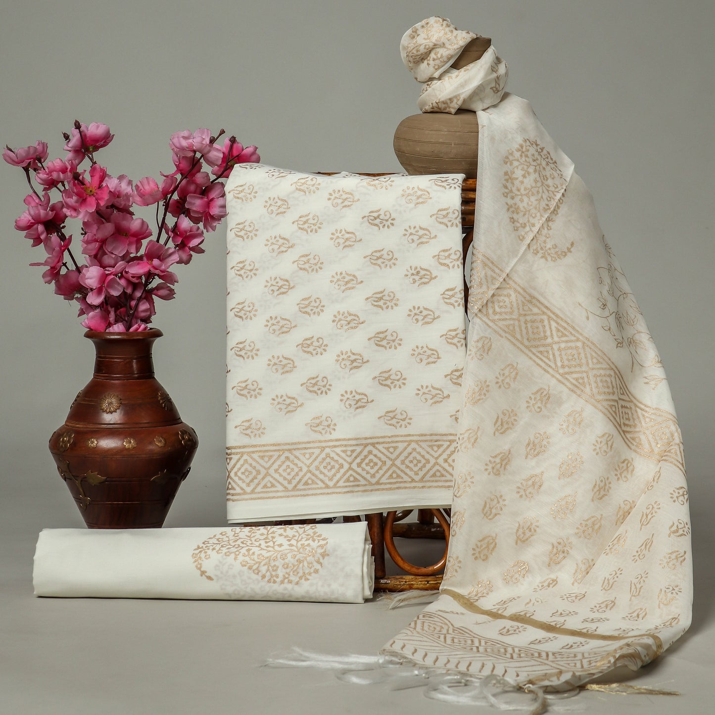 Cotton Suit with Chanderi Dupatta
