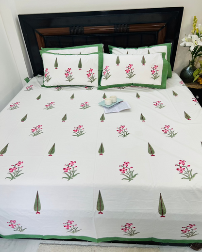 Green Garden cotton bedsheet set - Heritagewear