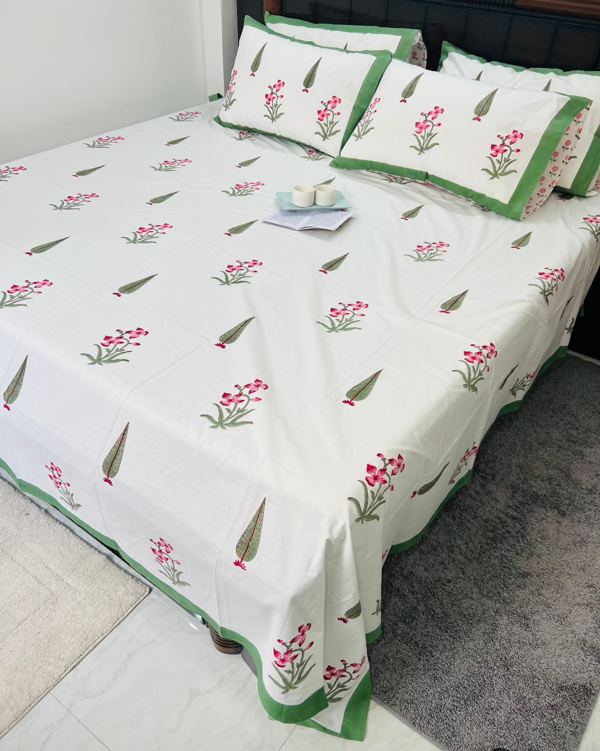 Green Garden cotton bedsheet set - Heritagewear