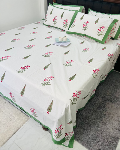 Green Garden cotton bedsheet set - Heritagewear