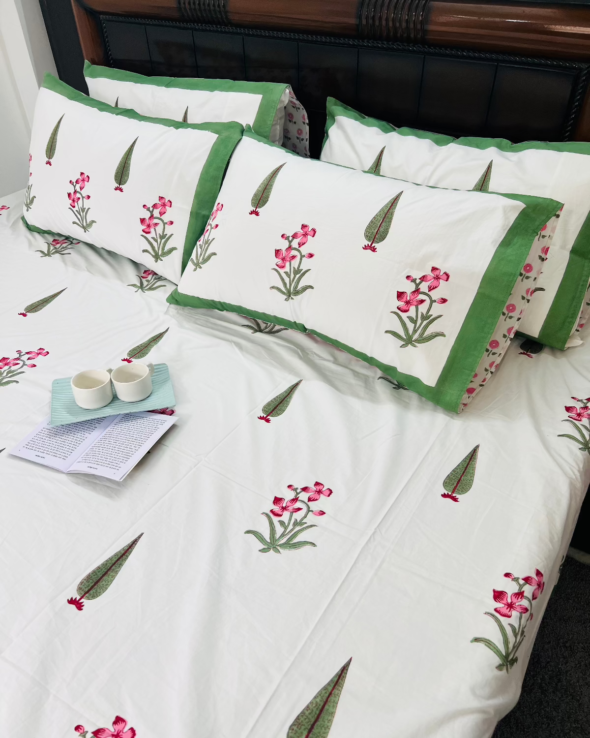 Green Garden cotton bedsheet set - Heritagewear