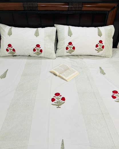 Rajputana Bloom cotton bedsheet set - Heritagewear