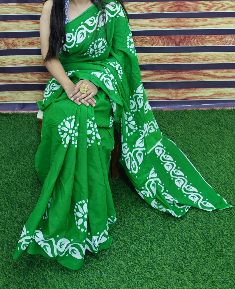 Premium Jaipur Cotton Mulmul Saree with Traditional Handblock Print