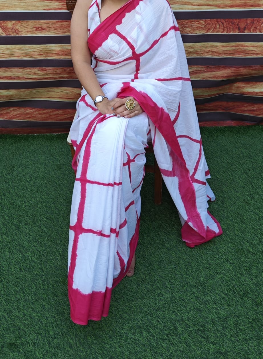 Premium Jaipur Cotton Mulmul Saree with Traditional Handblock Print