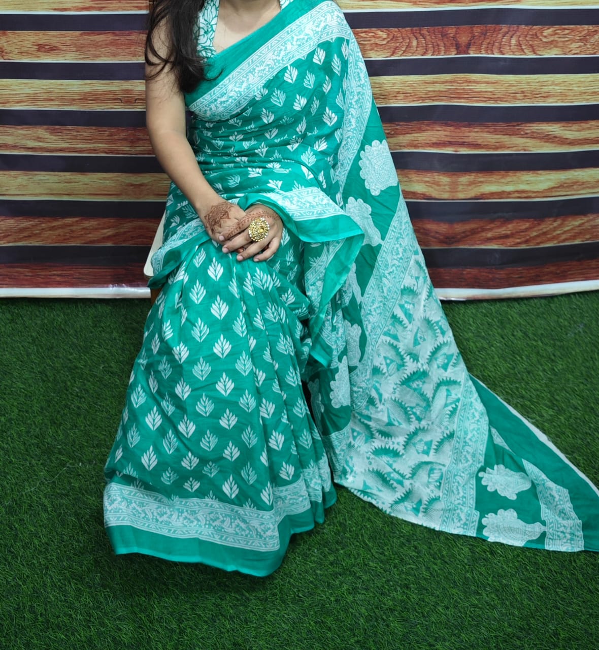 Premium Jaipur Cotton Mulmul Saree with Traditional Handblock Print
