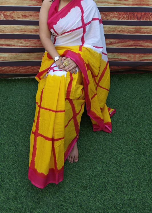 Premium Jaipur Cotton Mulmul Saree with Traditional Handblock Print