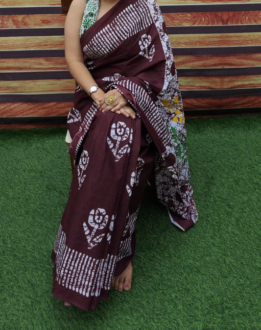 Premium Jaipur Cotton Mulmul Saree with Traditional Handblock Print