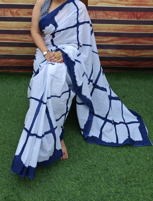 Premium Jaipur Cotton Mulmul Saree with Traditional Handblock Print