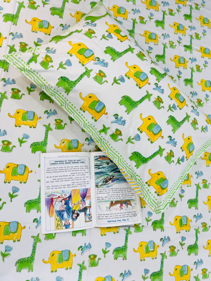 Jungle Tales single cotton bedsheet set - Heritagewear