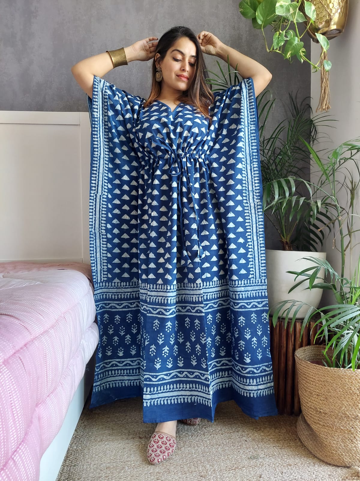 Navy Cotton kaftans  Suit Set