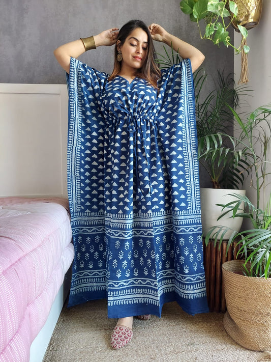 Navy Cotton kaftans  Suit Set