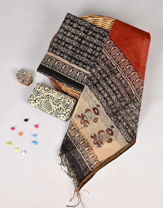 Bagru Hand Block Printed  Kota doriya dress materials