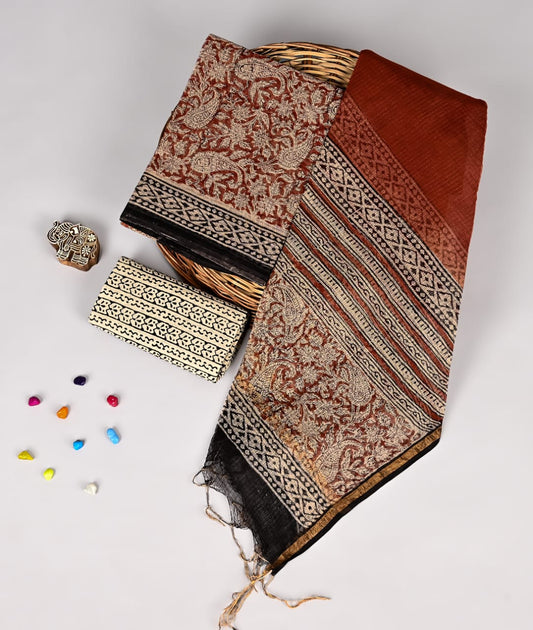 Bagru Hand Block Printed  Kota doriya dress materials
