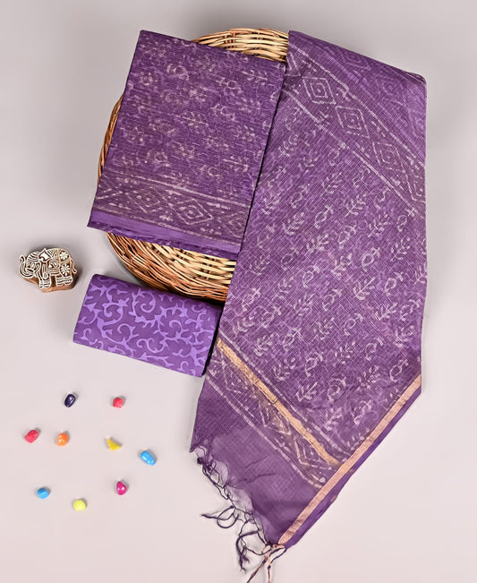 Bagru Hand Block Printed  Kota doriya dress materials