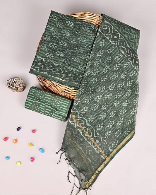 Bagru Hand Block Printed  Kota doriya dress materials