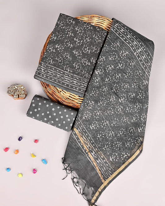 Bagru Hand Block Printed  Kota doriya dress materials