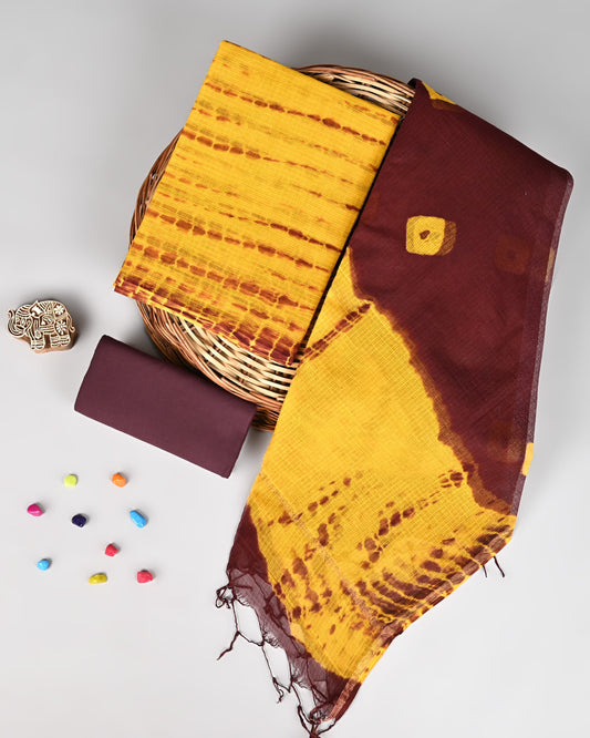 Bagru Hand Block Printed  Kota doriya dress materials