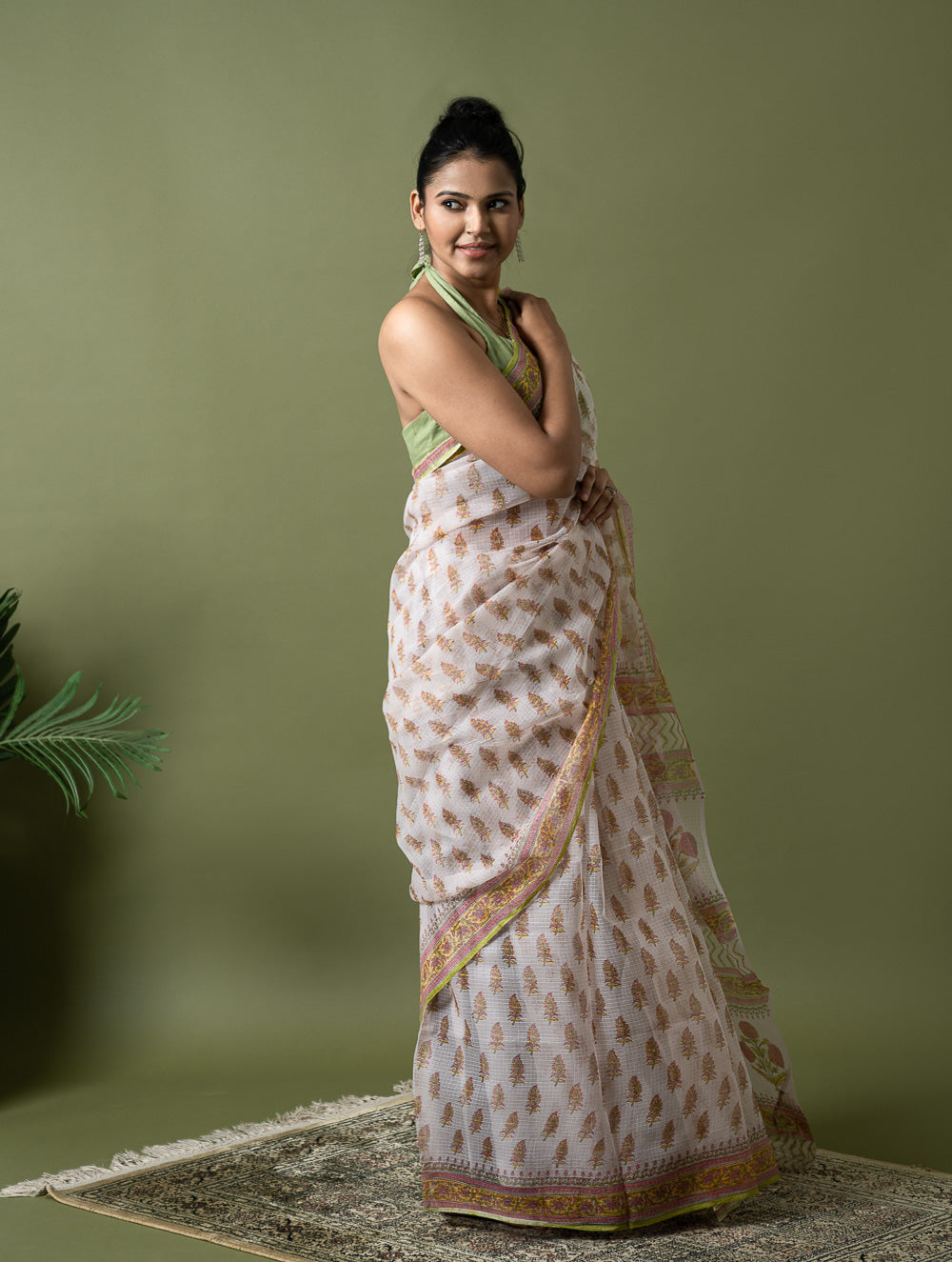 Light & Breezy. Sanganeri Hand Block Printed Kota Doria - White Summer