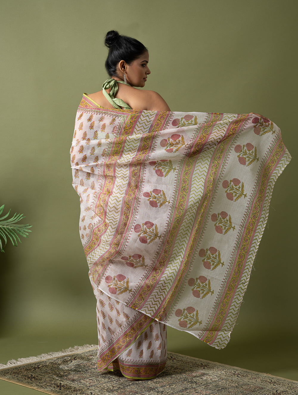Light & Breezy. Sanganeri Hand Block Printed Kota Doria - White Summer