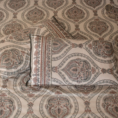 Brown Royal Marwar Pure Cotton Super King Bedsheet by Heritagewear