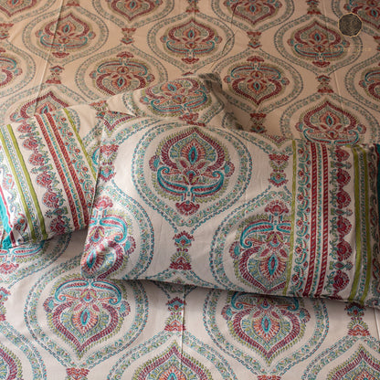 Green Royal Marwar Pure Cotton Super King Bedsheet by Heritagewear