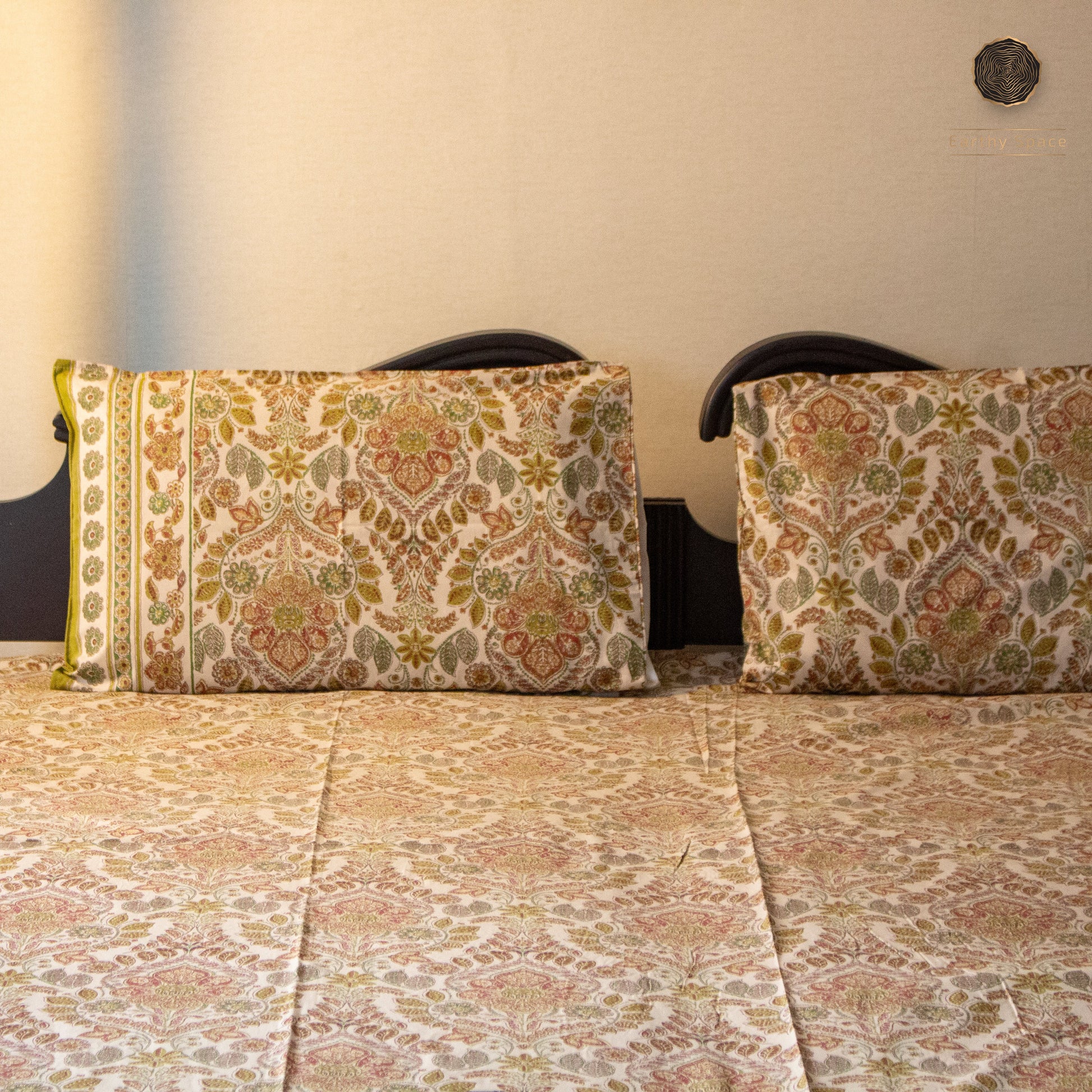 Amber Palace Print pure cotton Super King bedsheet set by Heritagewear