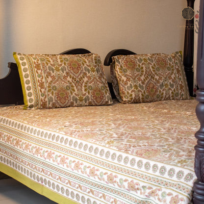 Amber Palace Print Pure Cotton Super King Bedsheet by Heritagewear