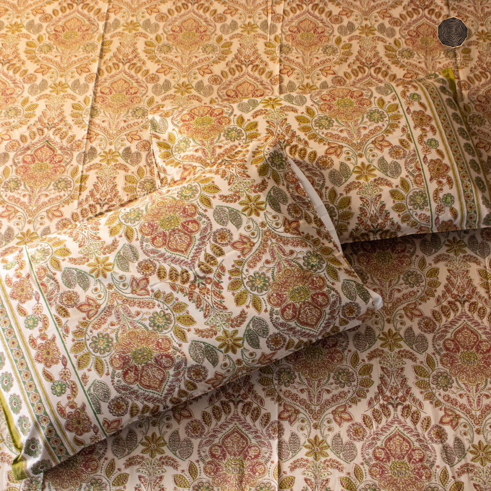 Amber Palace Print Pure Cotton Super King Bedsheet by Heritagewear