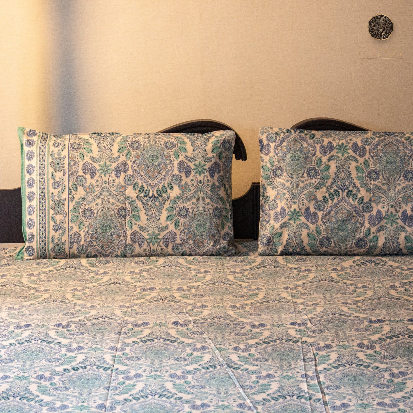 Bluebell Palace Print pure cotton Super King bedsheet set by Heritagewear