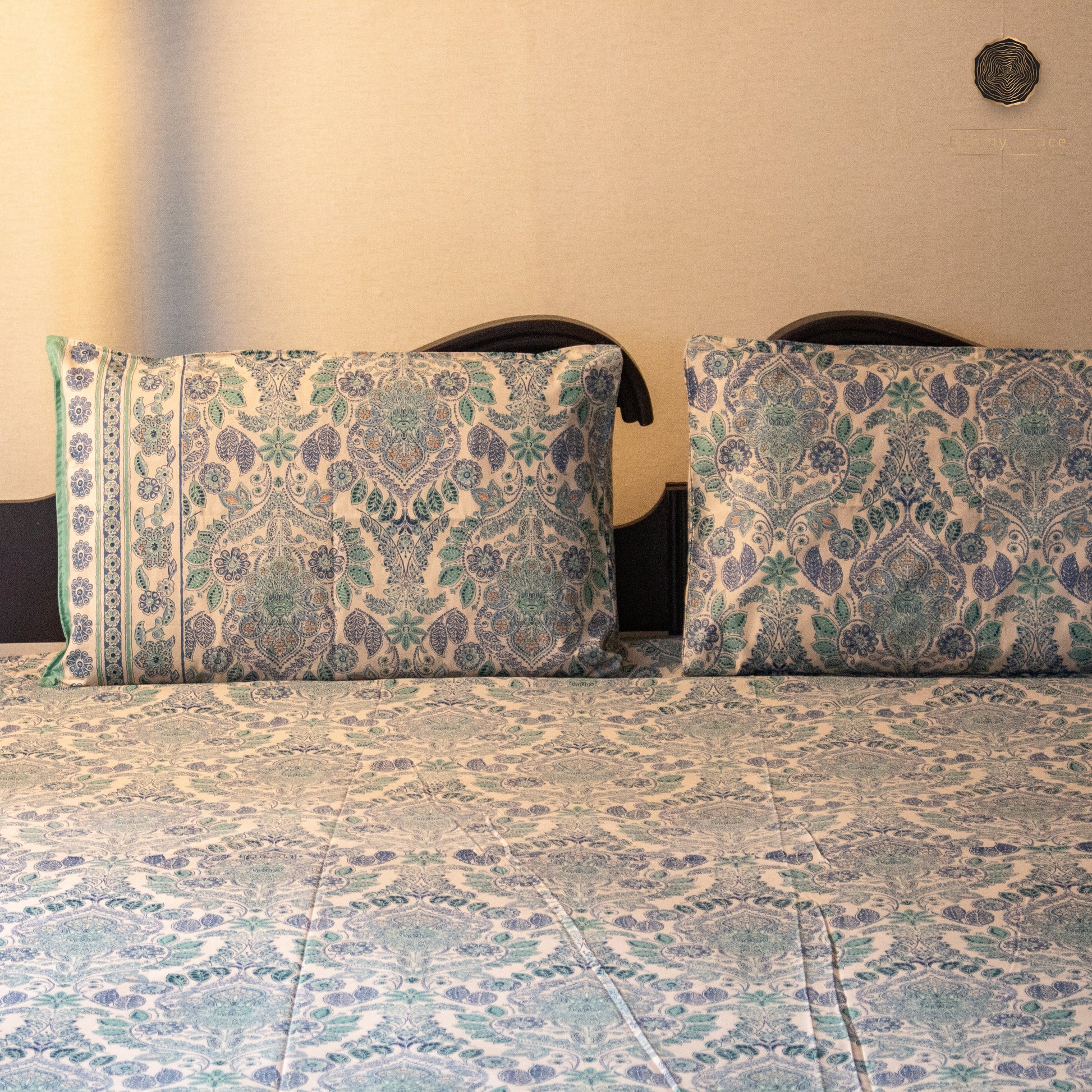 Bluebell Palace Print pure cotton Super King bedsheet set by Heritagewear