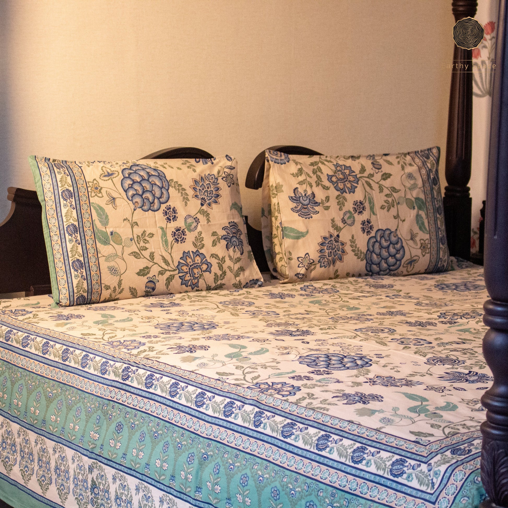Barmer Blossom Pure Cotton Super King Bedsheet by Heritagewear