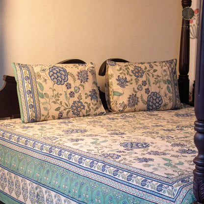 Barmer Blossom Pure Cotton Super King Bedsheet by Heritagewear