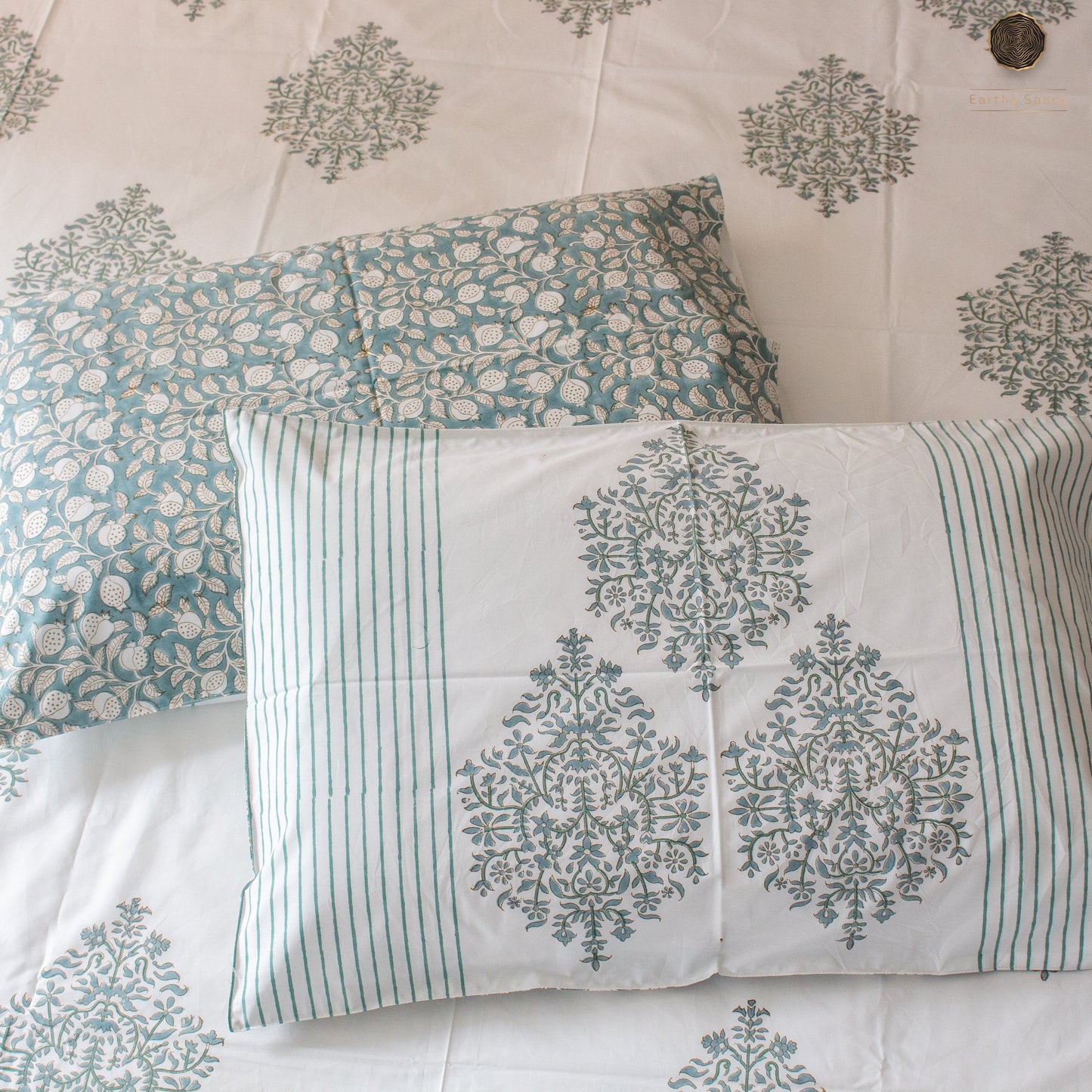 Zen Block Hand Block Printed Cotton King Size Bedsheet Set