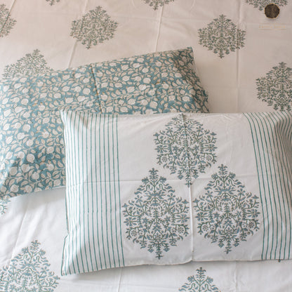 Zen Block Hand Block Printed Cotton King Size Bedsheet Set