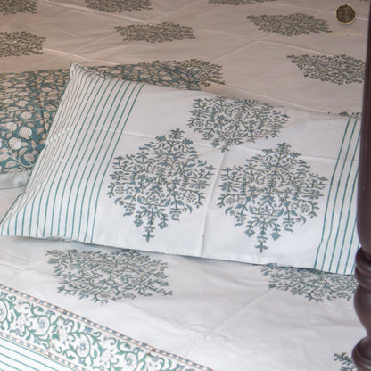 Zen Block Hand Block Printed Cotton King Size Bedsheet Set