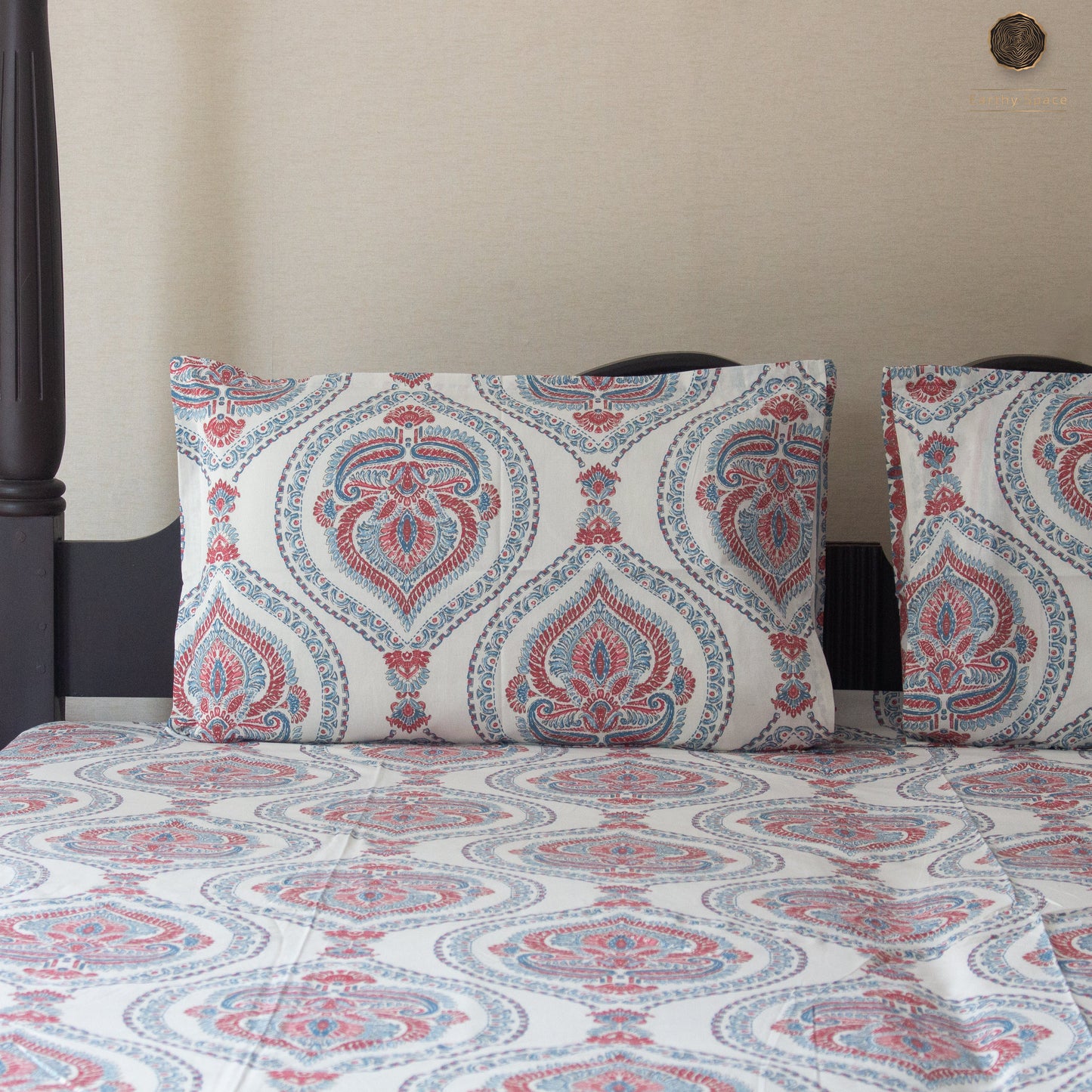 Blue Marwar Pure Cotton King Size Bedsheet Set