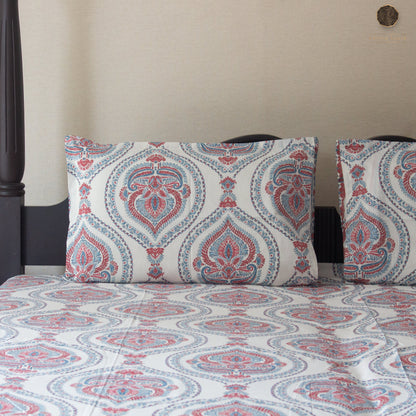 Blue Marwar Pure Cotton King Size Bedsheet Set
