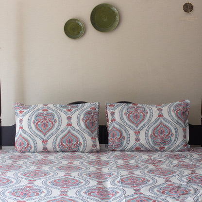 Blue Marwar Pure Cotton King Size Bedsheet Set