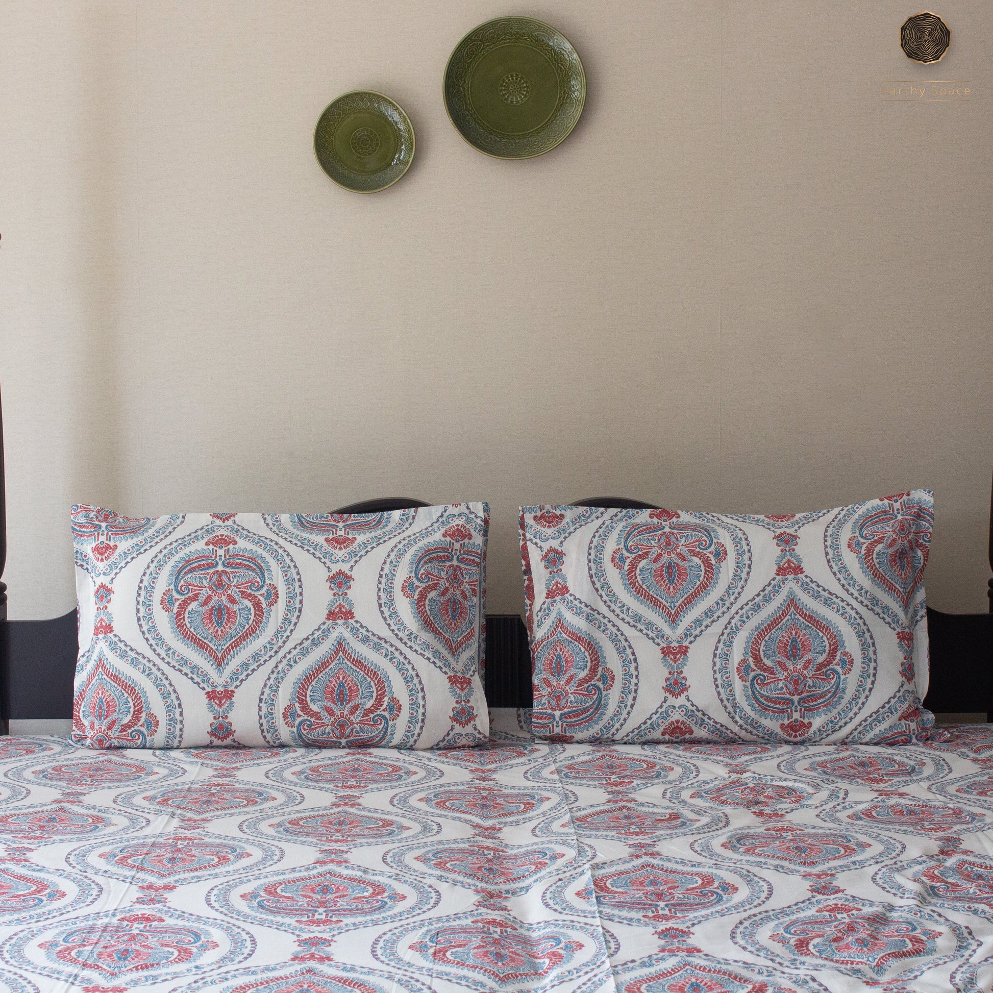 Blue Marwar Bedsheet 108 By 108 Pure Cotton Super King Bedsheet by Heritagewear