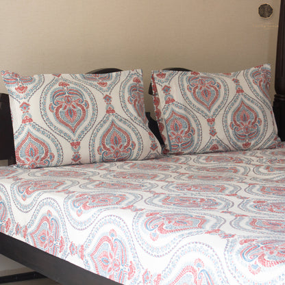 Blue Marwar Pure Cotton King Size Bedsheet Set