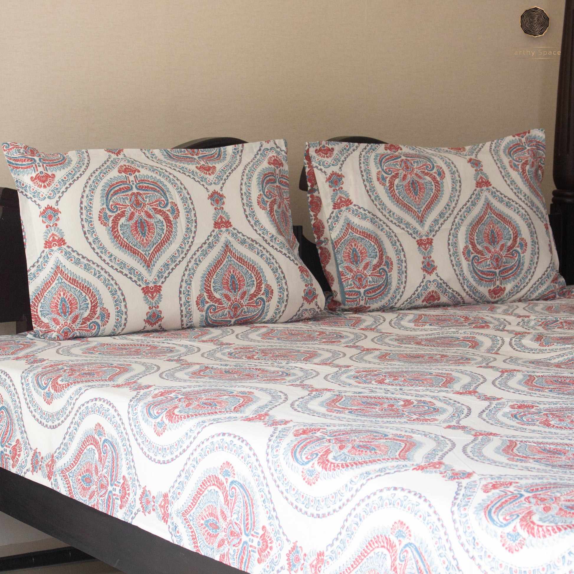 Blue Marwar Bedsheet 108 By 108 Pure Cotton Super King Bedsheet by Heritagewear