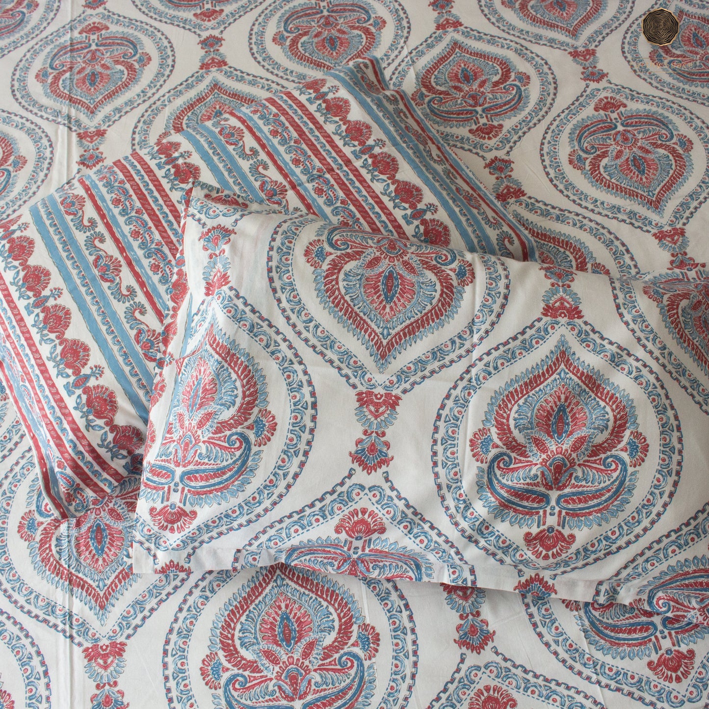 Blue Marwar Pure Cotton King Size Bedsheet Set