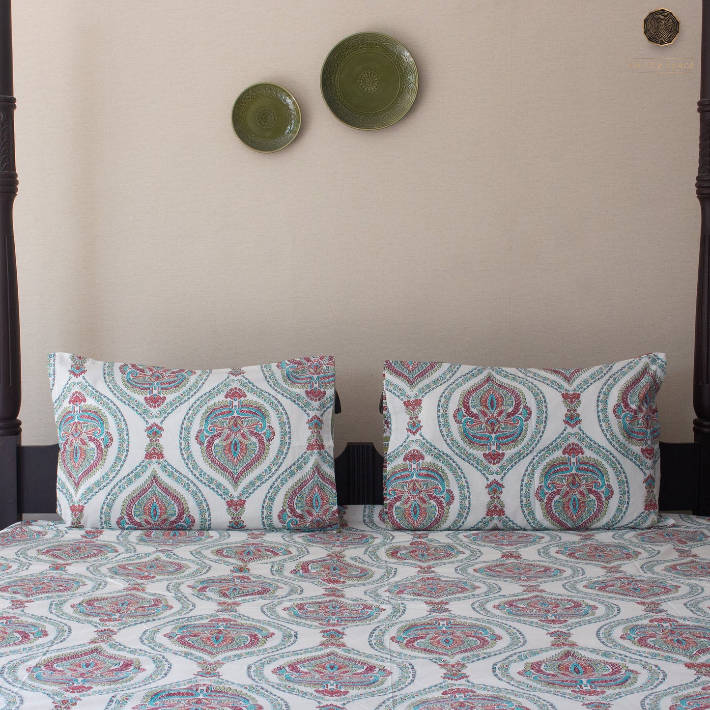 Green Marwar Pure Cotton King Size Bedsheet Set