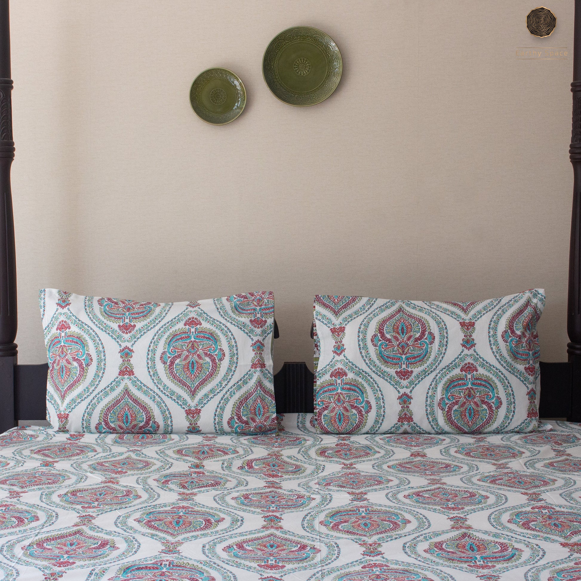 Green Marwar Bedsheet 108 By 108 Pure Cotton Super King Bedsheet by Heritagewear