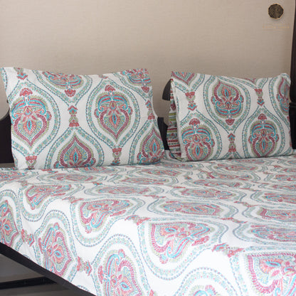 Green Marwar Bedsheet 108 By 108 Pure Cotton Super King Bedsheet by Heritagewear