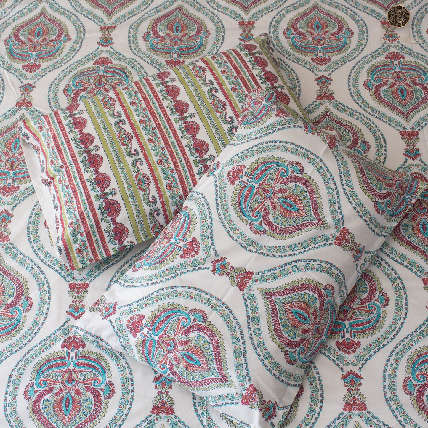 Green Marwar Pure Cotton King Size Bedsheet Set