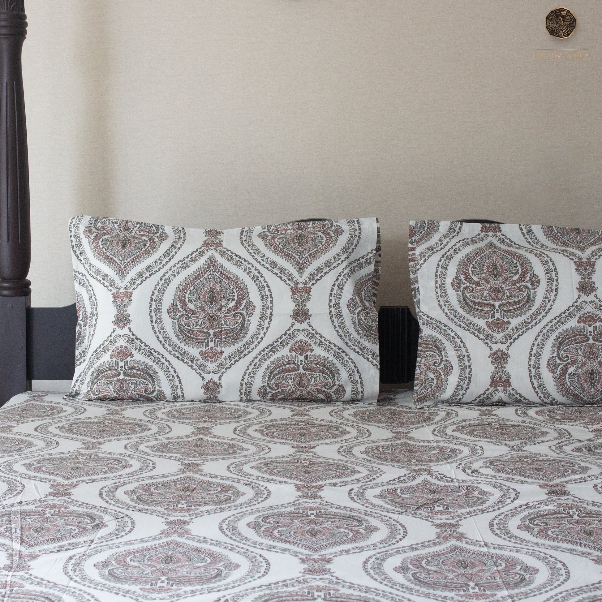 Brown Marwar Bedsheet 108 By 108 Pure Cotton Super King Bedsheet by Heritagewear